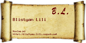 Blistyan Lili névjegykártya